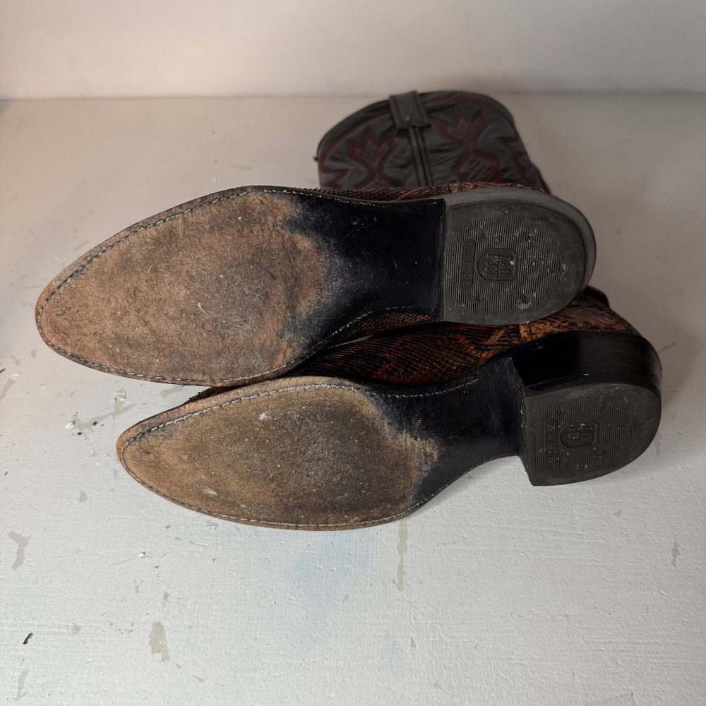 Vintage Dan Post Red Black Python Cowboy Western … - image 7